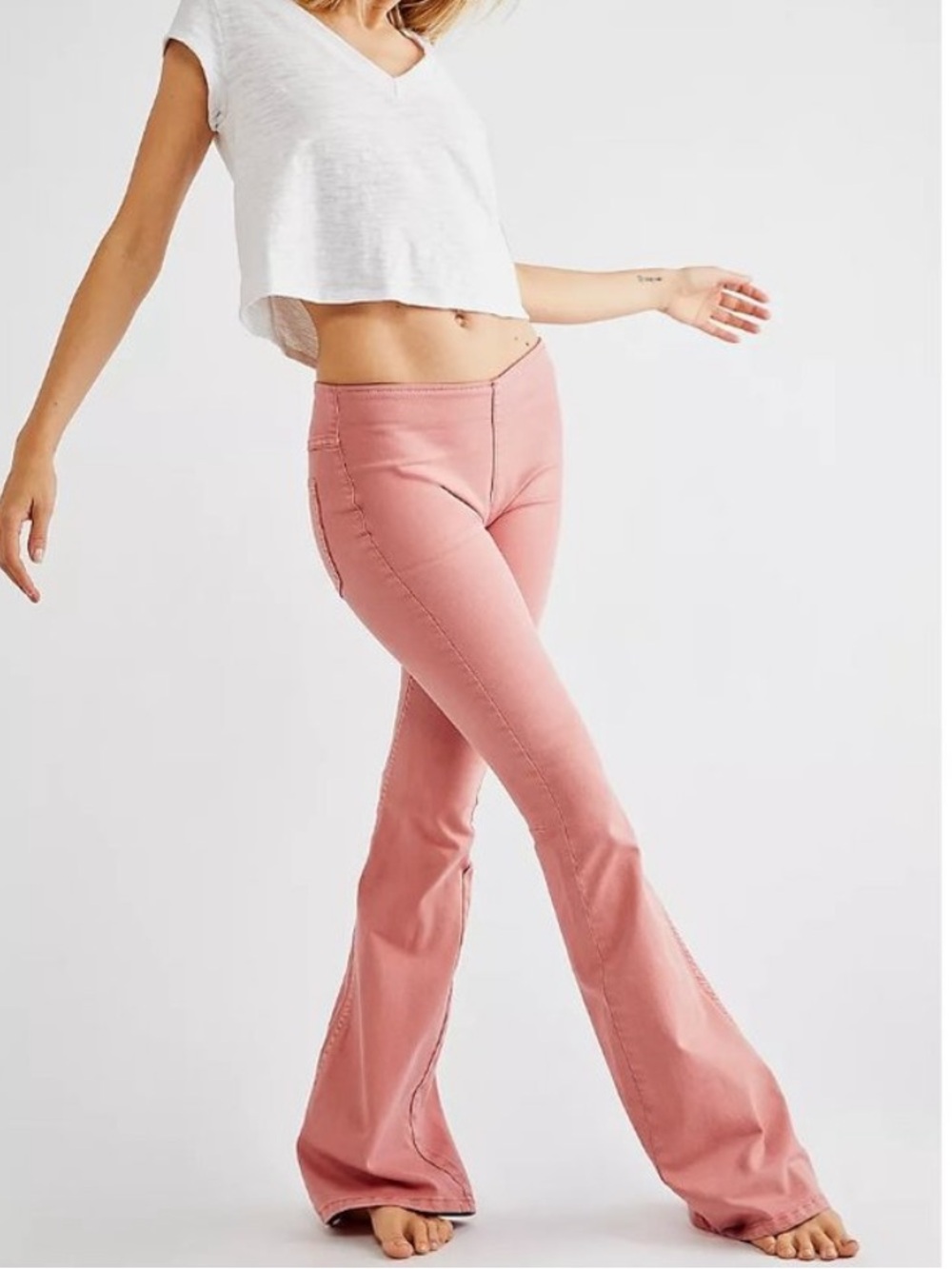 Free People we the free Penny Pull On Flare Jean pink rose size 27